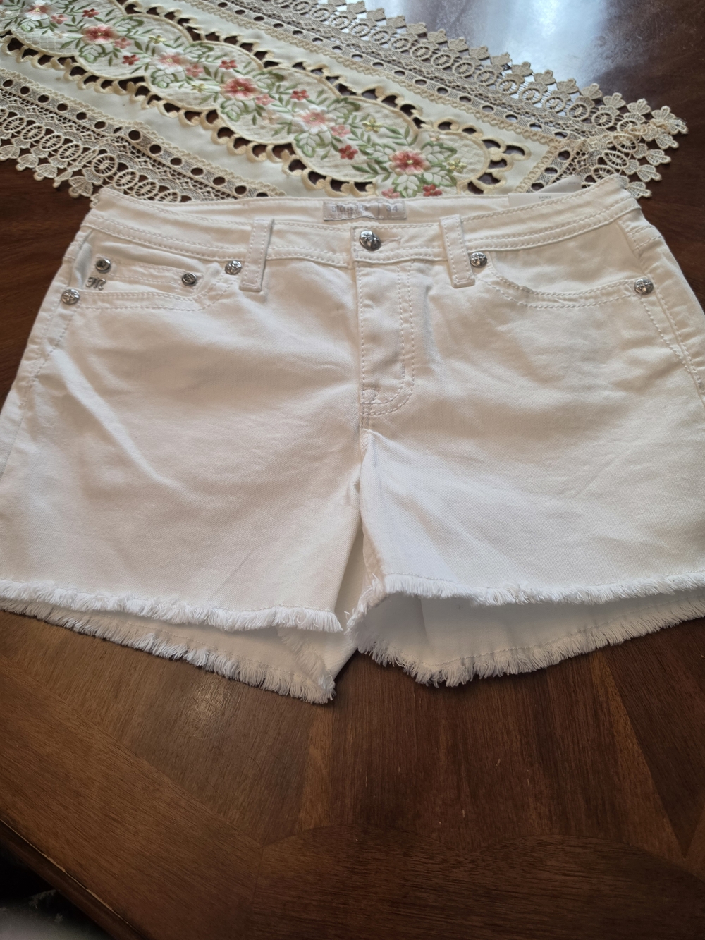 Miss Me White Frayed Hem Denim Shorts